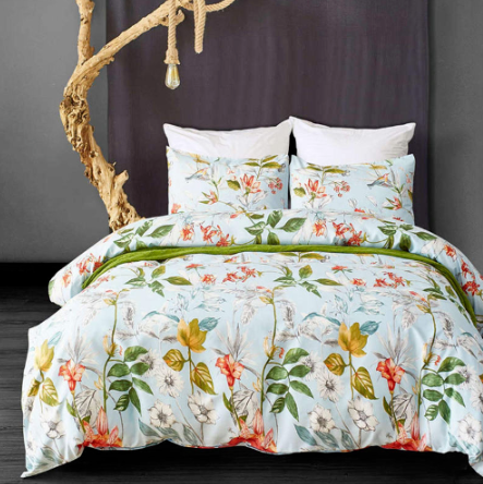 Botanical Leaves Duvet Cover Floral Print Soft Microfiber Cover With 2Pillowcase