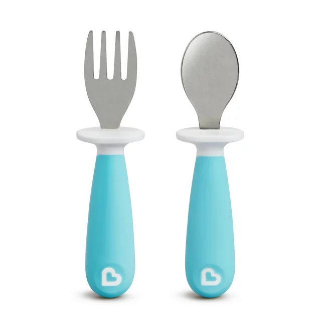 Munchkin Raise Toddler Utensil Set, Unisex, Blue, 2 Pack